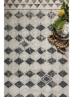 Yeshaia YES02 Black/Neutral 18" X 18" Sample Rug -Loloi Rugs LOIDS YESHAIA YES02 02